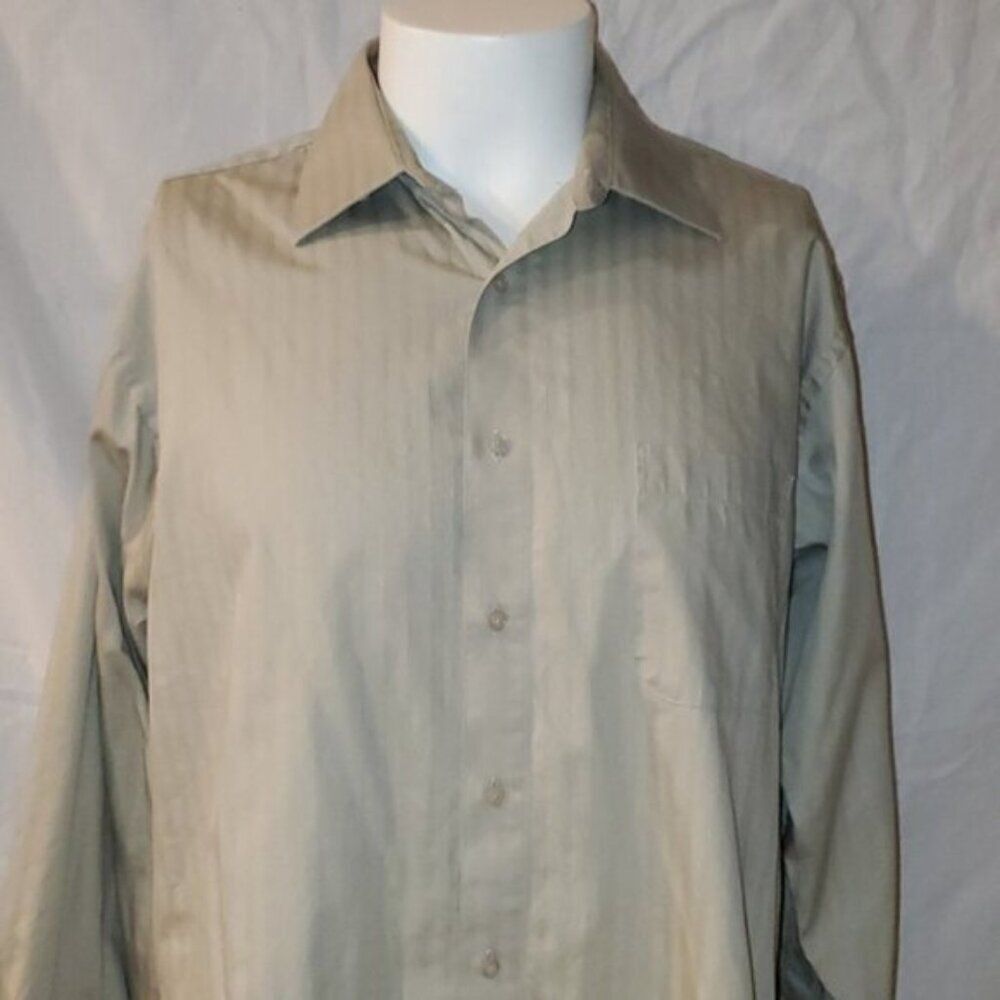 Pierre Cardin Men's Dress Shirt 16.5 34/35 Khaki Beige Button Down Top